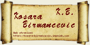 Kosara Birmančević vizit kartica